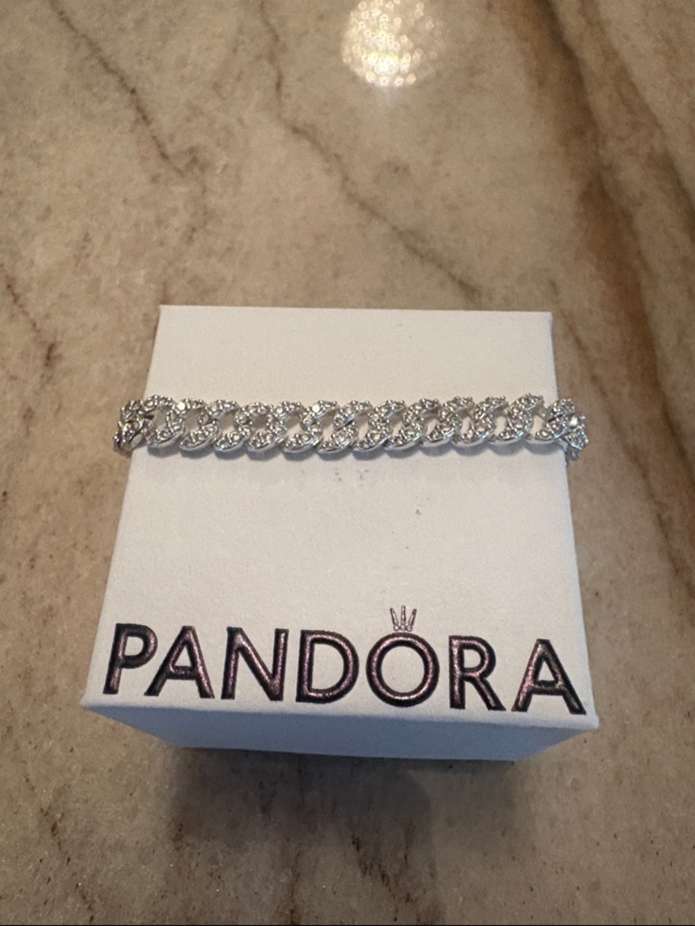 Pandora Sparkling Silver CZ Cuban Link Bracelet - Picture 6 of 12